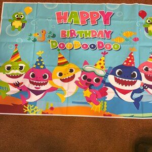 Baby Shark Back Drop 40x60 Inches And Table Cloth